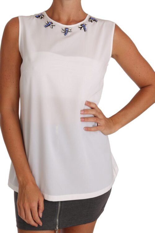 Dolce & Gabbana Elegant Embellished Sleeveless Silk Blouse
