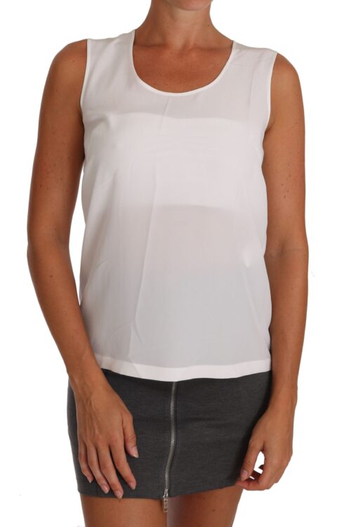 Dolce & Gabbana Elegant Sleeveless White Silk Blouse Top
