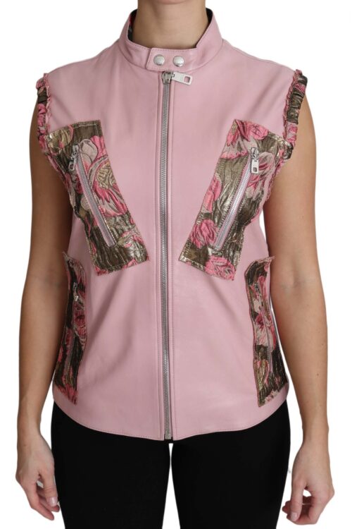 Dolce & Gabbana Stunning Pink Sleeveless Leather Vest