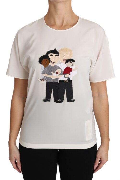 Dolce & Gabbana Elegant Silk Crewneck Blouse with Applique