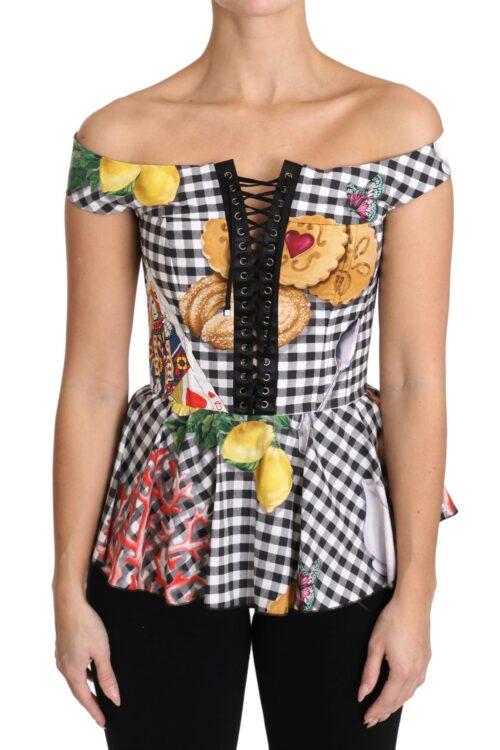 Dolce & Gabbana Chic Checkered Corset Top Blouse
