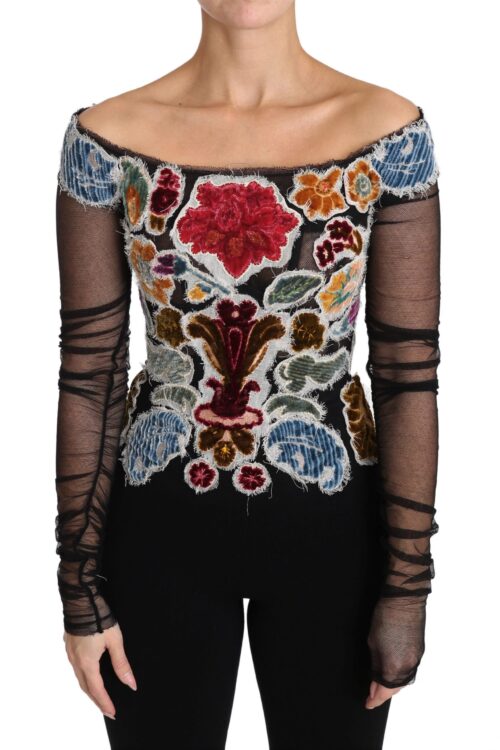 Dolce & Gabbana Elegant Floral Applique Long Sleeve Top
