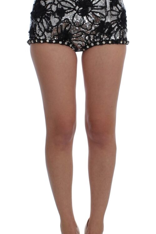 Dolce & Gabbana Sequined High Waist Designer Mini Shorts