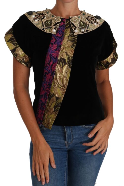 Dolce & Gabbana Embellished Velvet Jaquard Short Jacket