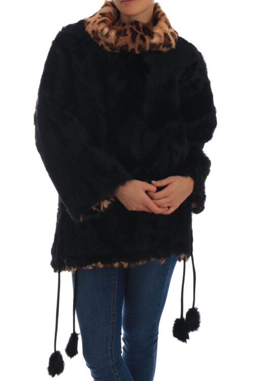 Dolce & Gabbana Elegant Black Lamb Fur Short Coat