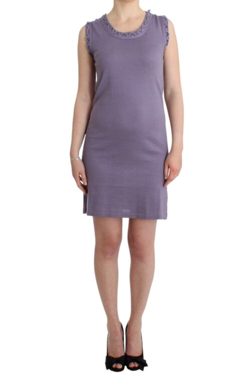 John Galliano Elegant Purple Knee-Length Cotton Dress