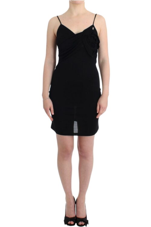 John Galliano Elegant Black Jersey Knee-Length Dress