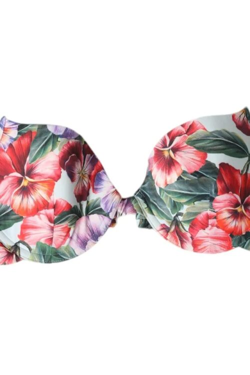 Dolce & Gabbana Multicolor Floral Swimwear Top Push Up Bikini