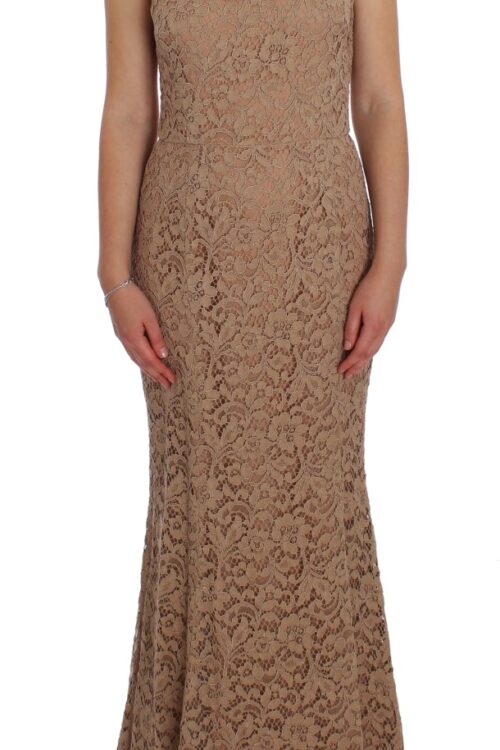 Dolce & Gabbana Elegant Pink Floral Lace Maxi Dress