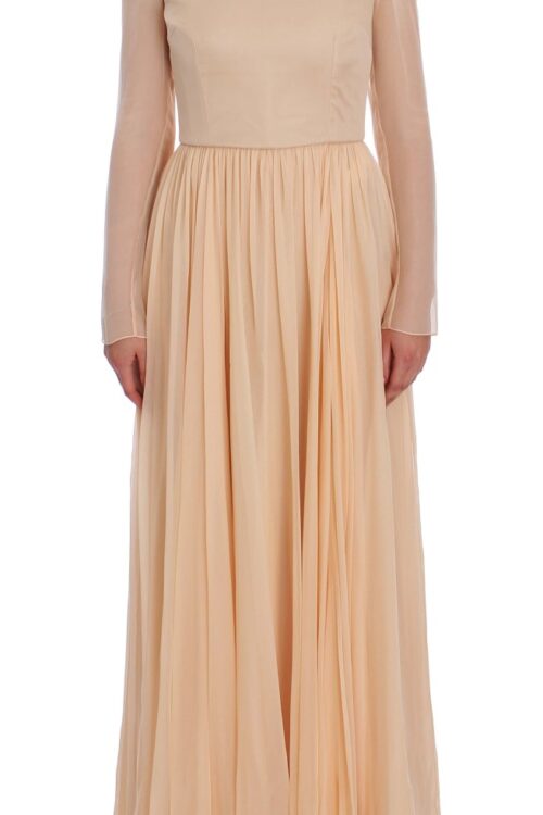 Dolce & Gabbana Elegant Beige Silk Full Length Sheath Dress