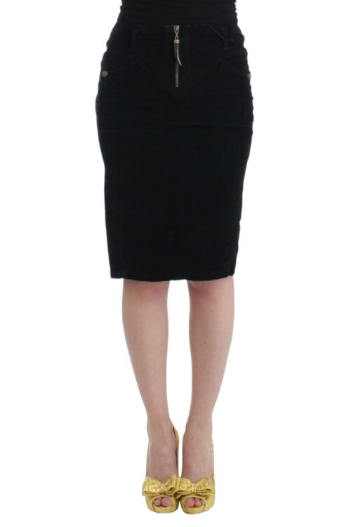 Cavalli Elegant Black Pencil Skirt for Sophisticated Style