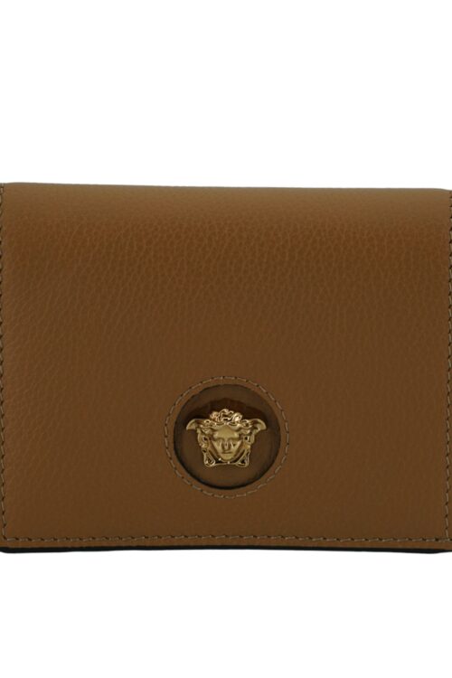 Versace Elegant Compact Leather Wallet in Brown