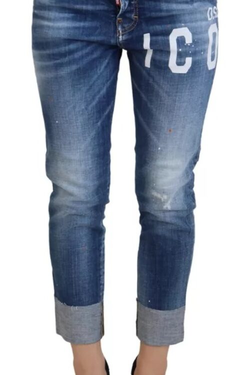 Dsquared² Blue Icon Low Waist Cropped Cool Girl Denim Jeans