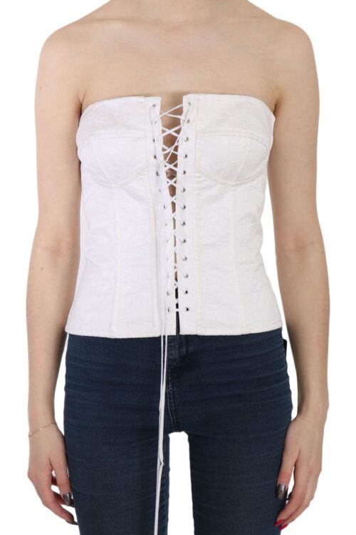 Dolce & Gabbana Elegant White Strapless Corset Top