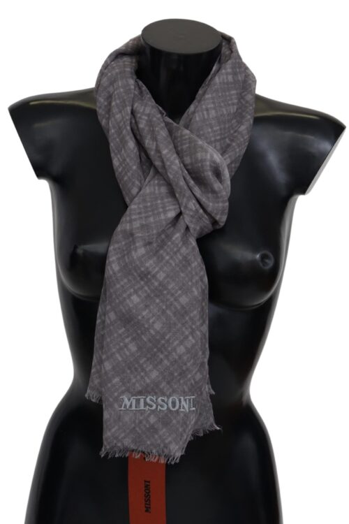 Missoni Elegant Wool Silk Blend Plaid Scarf