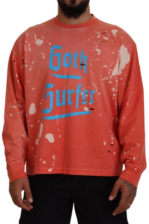 Dsquared² Orange Printed Long Sleeves Pullover Sweater