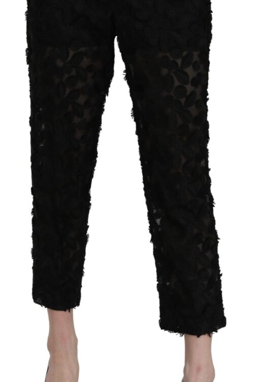 Dolce & Gabbana Elegant Straight Cropped Lace Trousers
