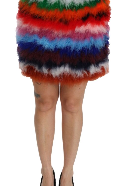 Dolce & Gabbana Chic Feather Embellished High Waist Skirt