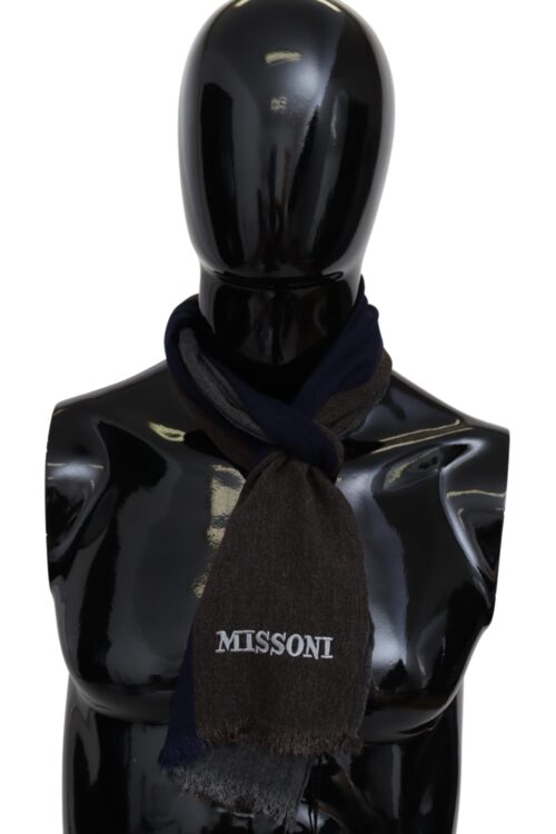 Missoni Elegant Multicolor Wool Scarf with Signature Embroidery
