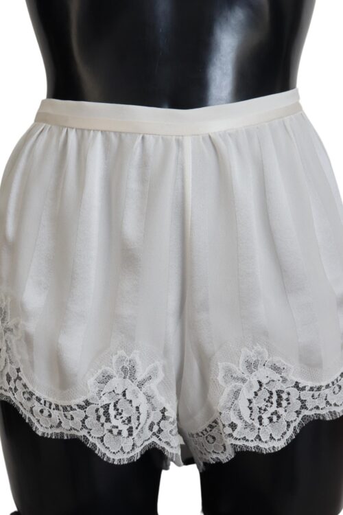 Dolce & Gabbana Elegant White Lace Lingerie Shorts