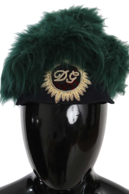 Dolce & Gabbana Elegant Emerald Cashmere Cloche Cap