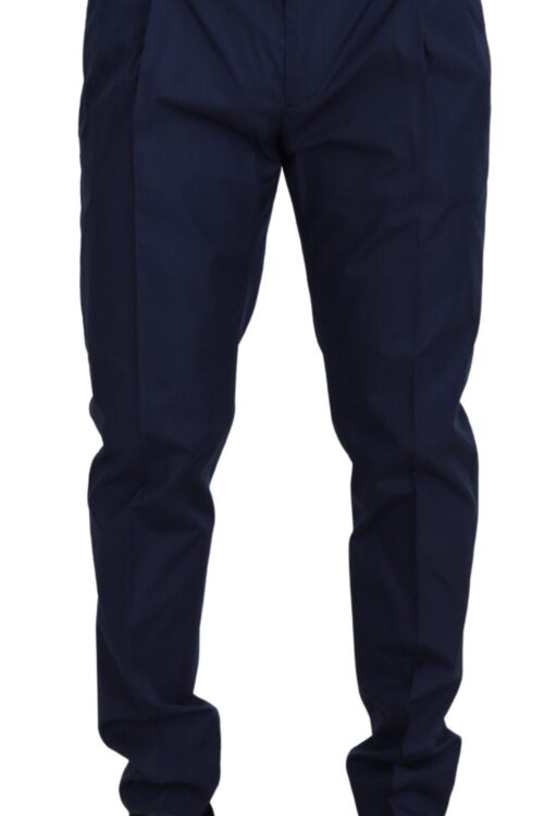 Dolce & Gabbana Elegant Slim Fit Chinos in Blue Silk Blend