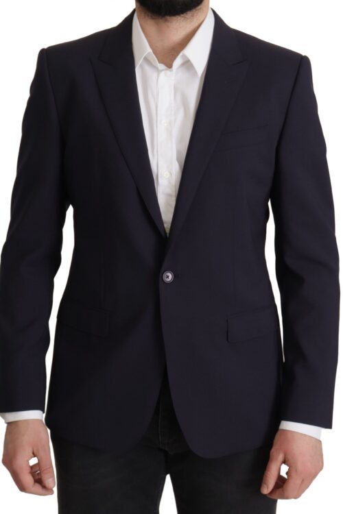 Dolce & Gabbana Elegant Navy Wool Blend Slim Blazer