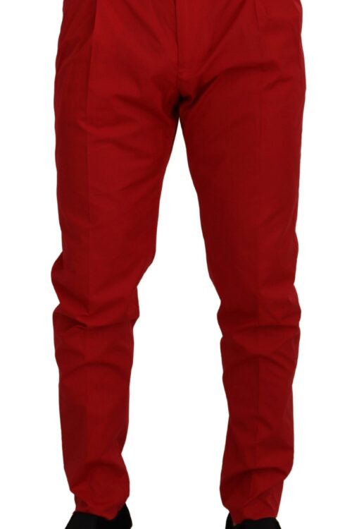 Dolce & Gabbana Elegant Slim Fit Crimson Chinos