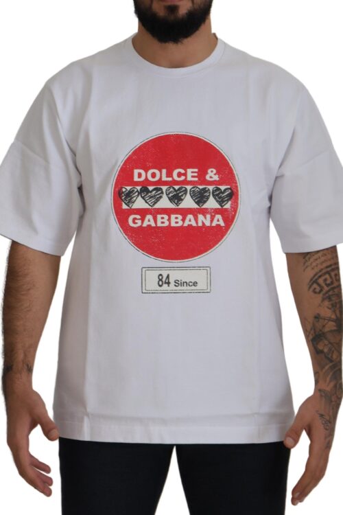 Dolce & Gabbana Chic White Cotton Heart Amor T-shirt