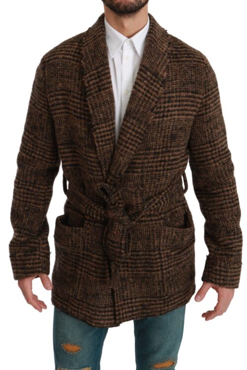 Dolce & Gabbana Elegant Brown Alpaca Blend Belted Cape Jacket
