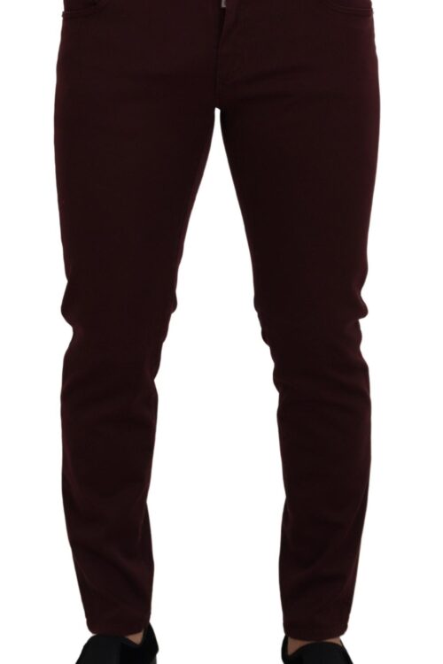 Dolce & Gabbana Slim Fit Bordeaux Jeans – Italian Luxury