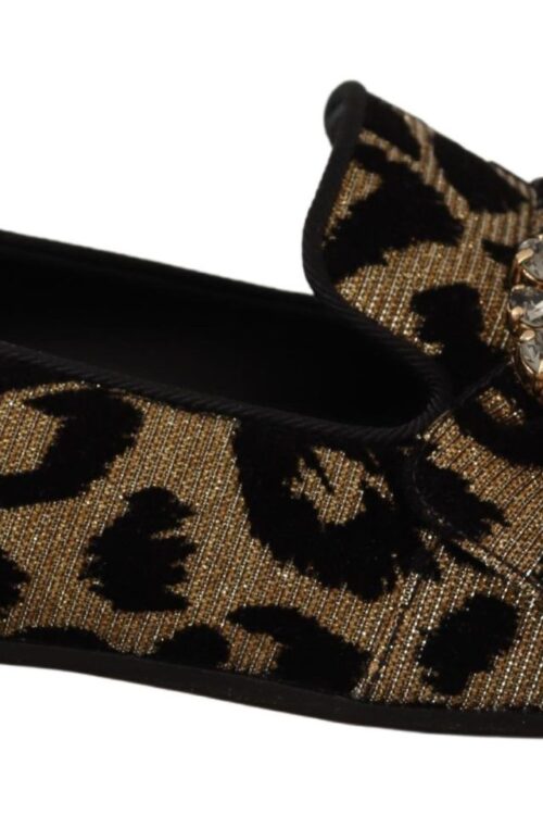 Dolce & Gabbana Elegant Leopard Crystal Gem Loafers