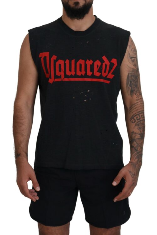 Dsquared² Black Cotton Sleeveless Crewneck Tank T-shirt