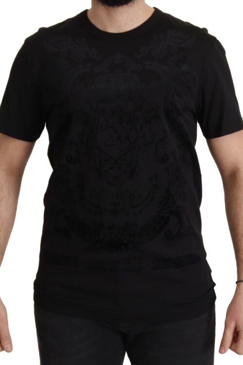 Dolce & Gabbana Elegant Black Baroque Crewneck Tee