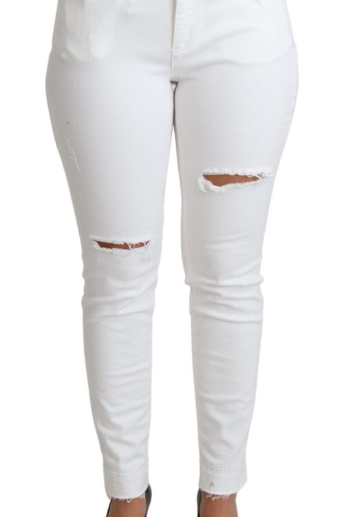 Dolce & Gabbana Chic White Mid Waist Designer Jeans
