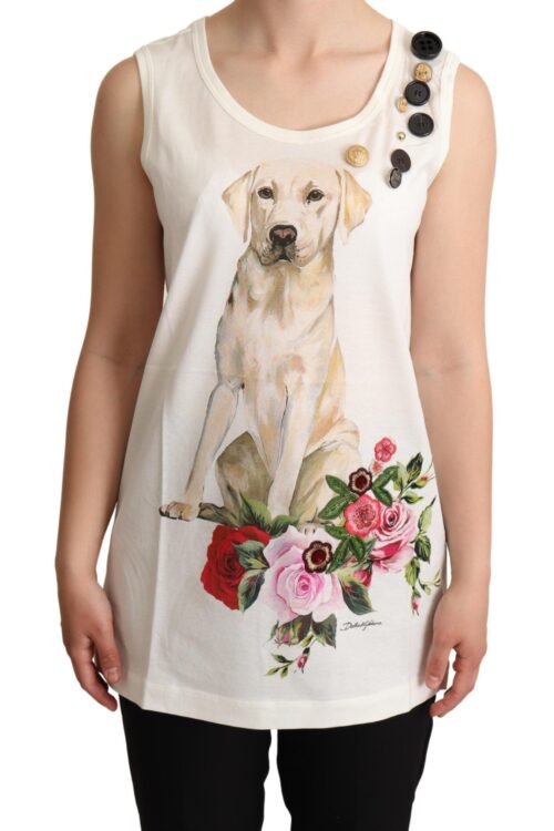 Dolce & Gabbana Chic Canine Floral Sleeveless Tank