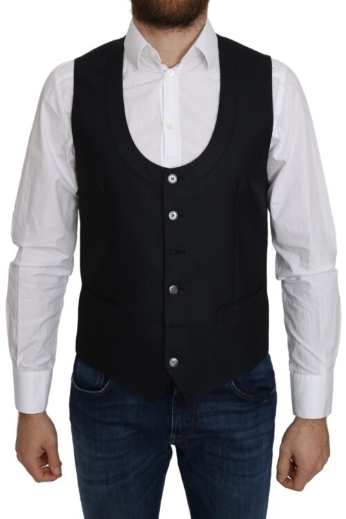 Dolce & Gabbana Elegant Blue Silk-Blend Formal Vest
