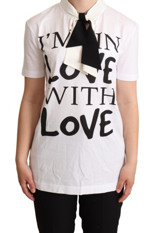 Dolce & Gabbana Chic Love Slogan Silk Cotton Tee