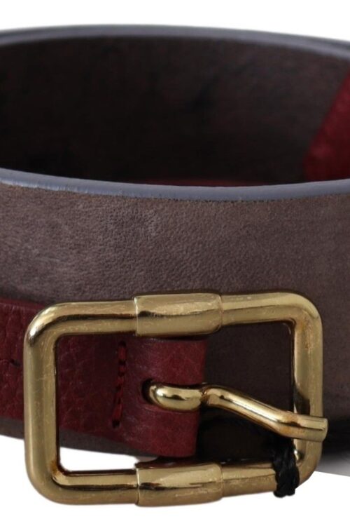 GF Ferre Elegant Brown Leather Belt with Gold Buckle