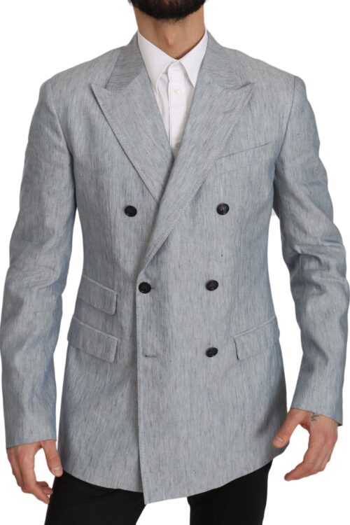 Dolce & Gabbana Elegant Light Blue Double Breasted Blazer
