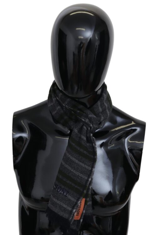 Missoni Chic Striped Wool Scarf with Logo Embroidery