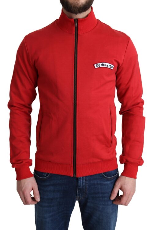 Dolce & Gabbana Chic Red Turtle Neck Zip Cardigan Sweater