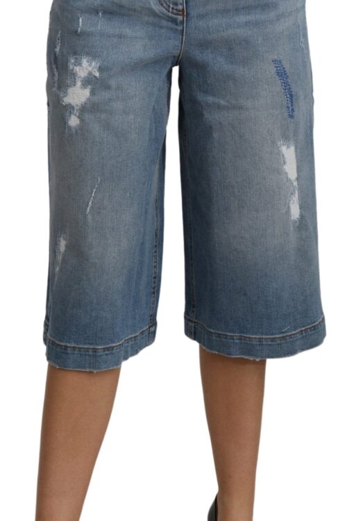 Dolce & Gabbana Elegant Wide Leg Cropped Denim Trousers