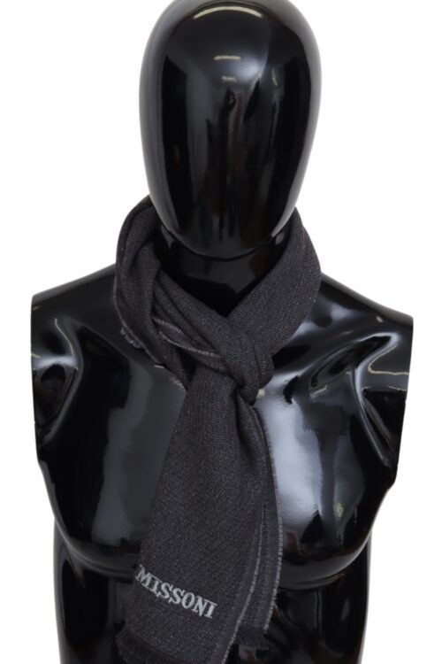 Missoni Elegant Wool Scarf with Signature Embroidery