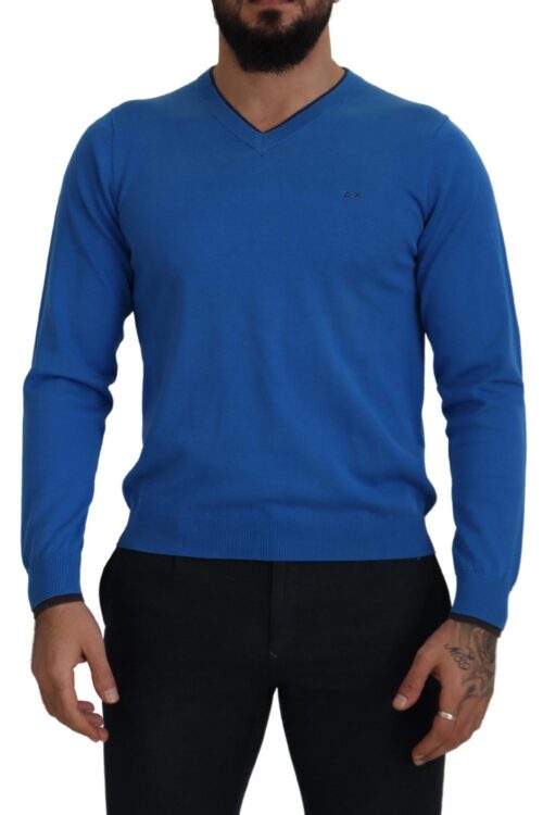 Sun68 Chic Blue Cotton Pullover Sweater