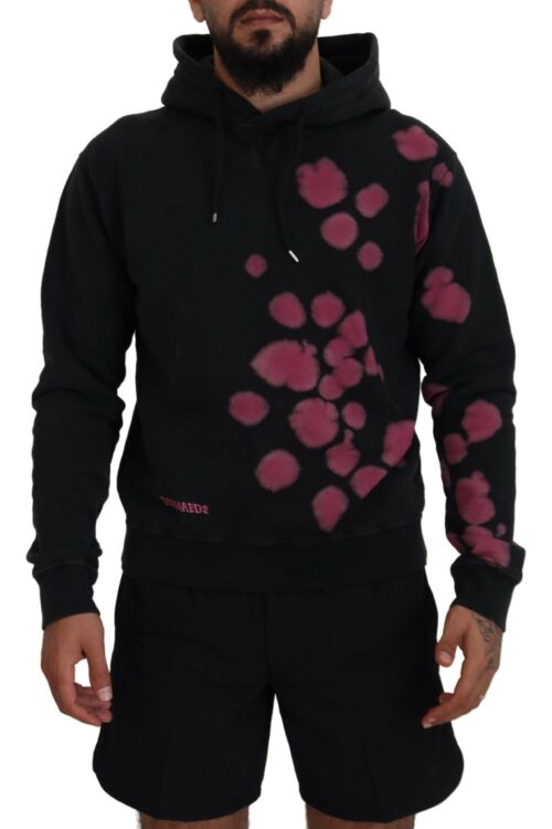 Dsquared² Black Tie Dye Cotton Hooded Sweatshirt Sweater