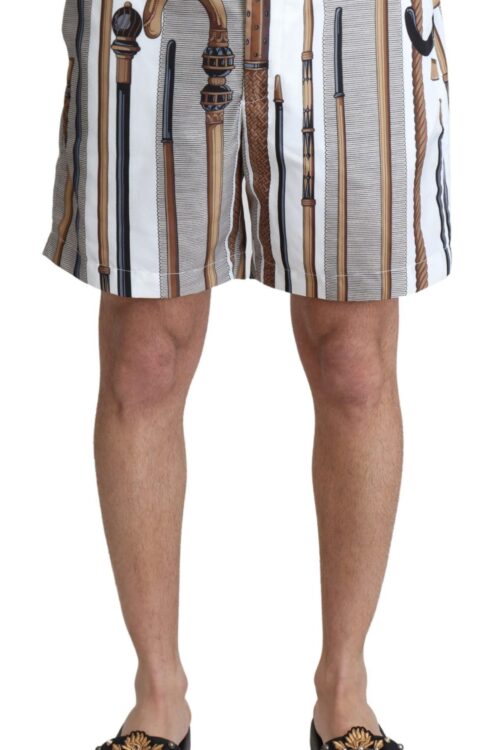 Dolce & Gabbana Elegant White Multicolor Swim Shorts