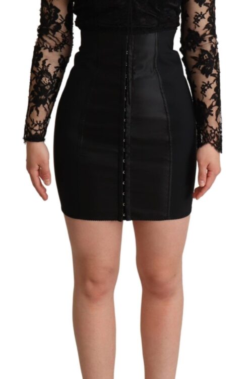 Dolce & Gabbana Elegant Black Lace Mini-Dress Delight