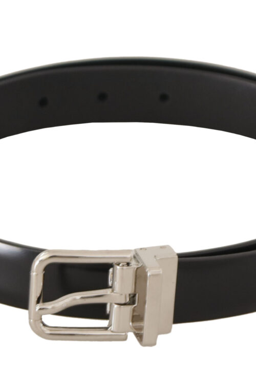 Dolce & Gabbana Elegant Black Leather Belt with Metal Buckle