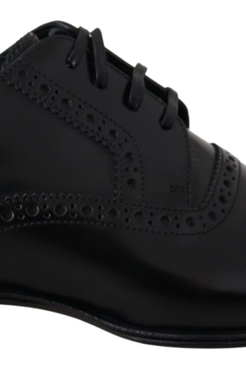 Dolce & Gabbana Elegant Black Leather Formal Derby Shoes